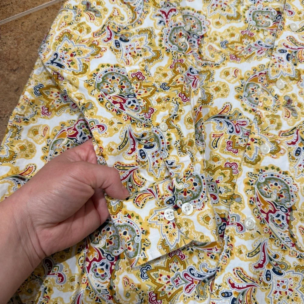 VTG Banana Republic Button Down Shirt Mens S Paisley Y2k Preppy Multicolor‎